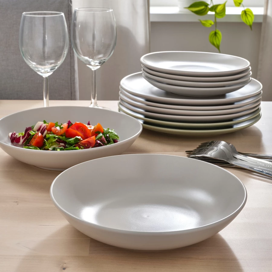 Набор тарелок, 4 шт. - IKEA FÄRGKLAR/FARGKLAR, 23 см, светло-серый, ФЭРГКЛАР ИКЕА (изображение №4)