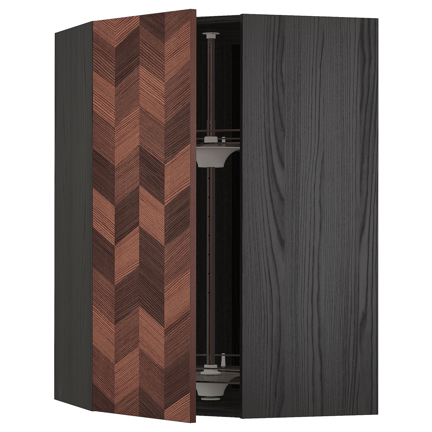 Угловой навесной шкаф с каруселью - METOD  IKEA/  МЕТОД ИКЕА, 100х67,5 см, черный/коричневый