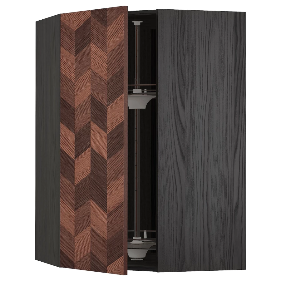 Угловой навесной шкаф с каруселью - METOD  IKEA/  МЕТОД ИКЕА, 100х67,5 см, черный/коричневый (изображение №1)