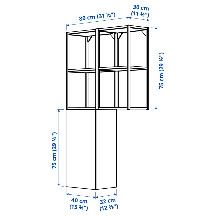 Комбинация - IKEA ENHET/ЭНХЕТ ИКЕА, 150х32х80 см, белый (изображение №7)