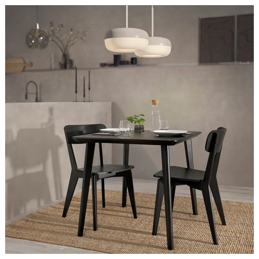 Стол и 2 стула -LISABO / LISABO IKEA/ ЛИСАБО ИКЕА, 88х74х46 см, черный (изображение №4)