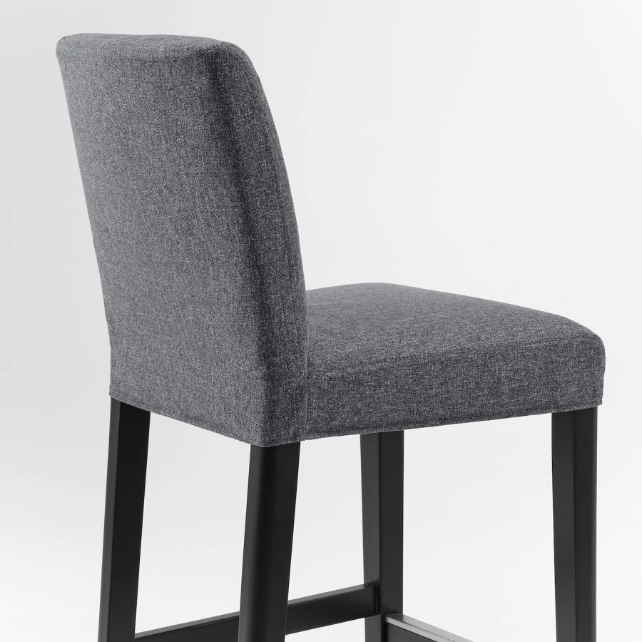Барный стул со спинкой - BERGMUND IKEA/БЕРГМУНД ИКЕА, 97х45х48см, серый (изображение №3)