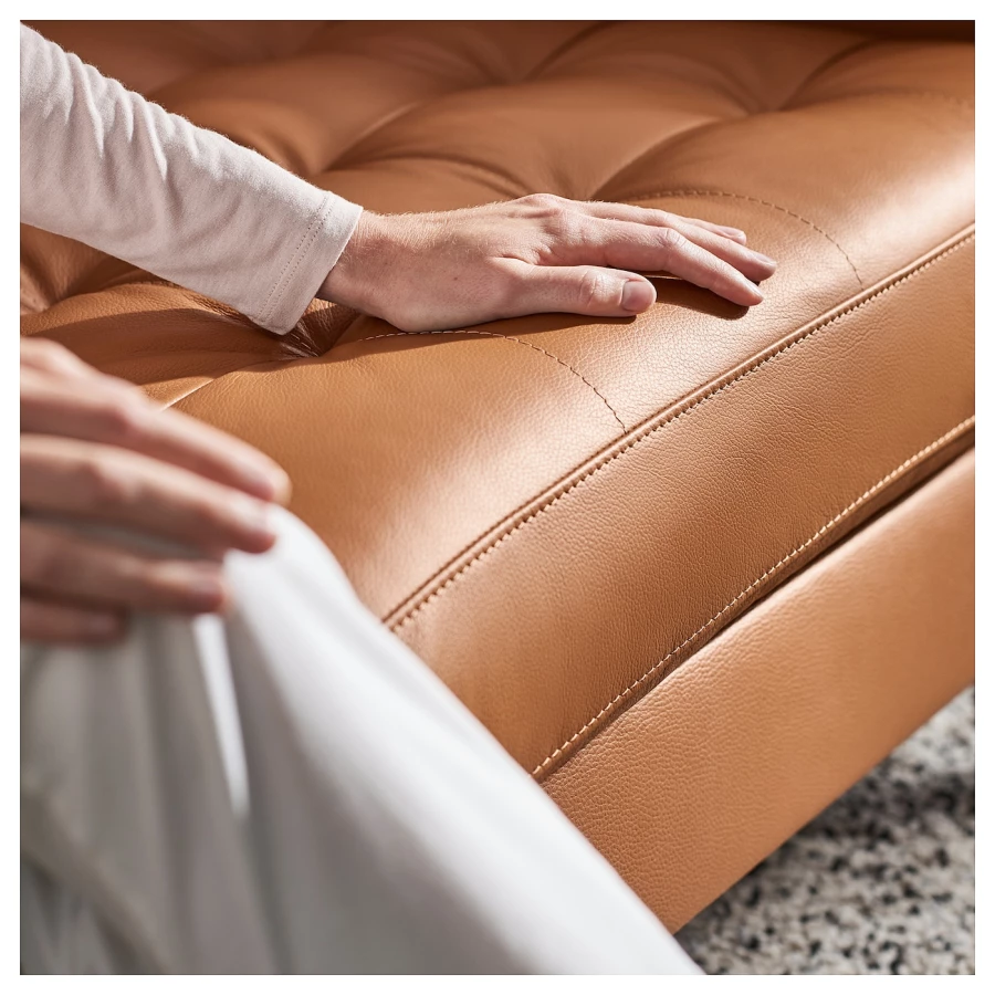 5-местный диван с шезлонгом - IKEA LANDSKRONA, 78x158x355см, оранжевый, кожа, ЛАНДСКРУНА ИКЕА (изображение №4)