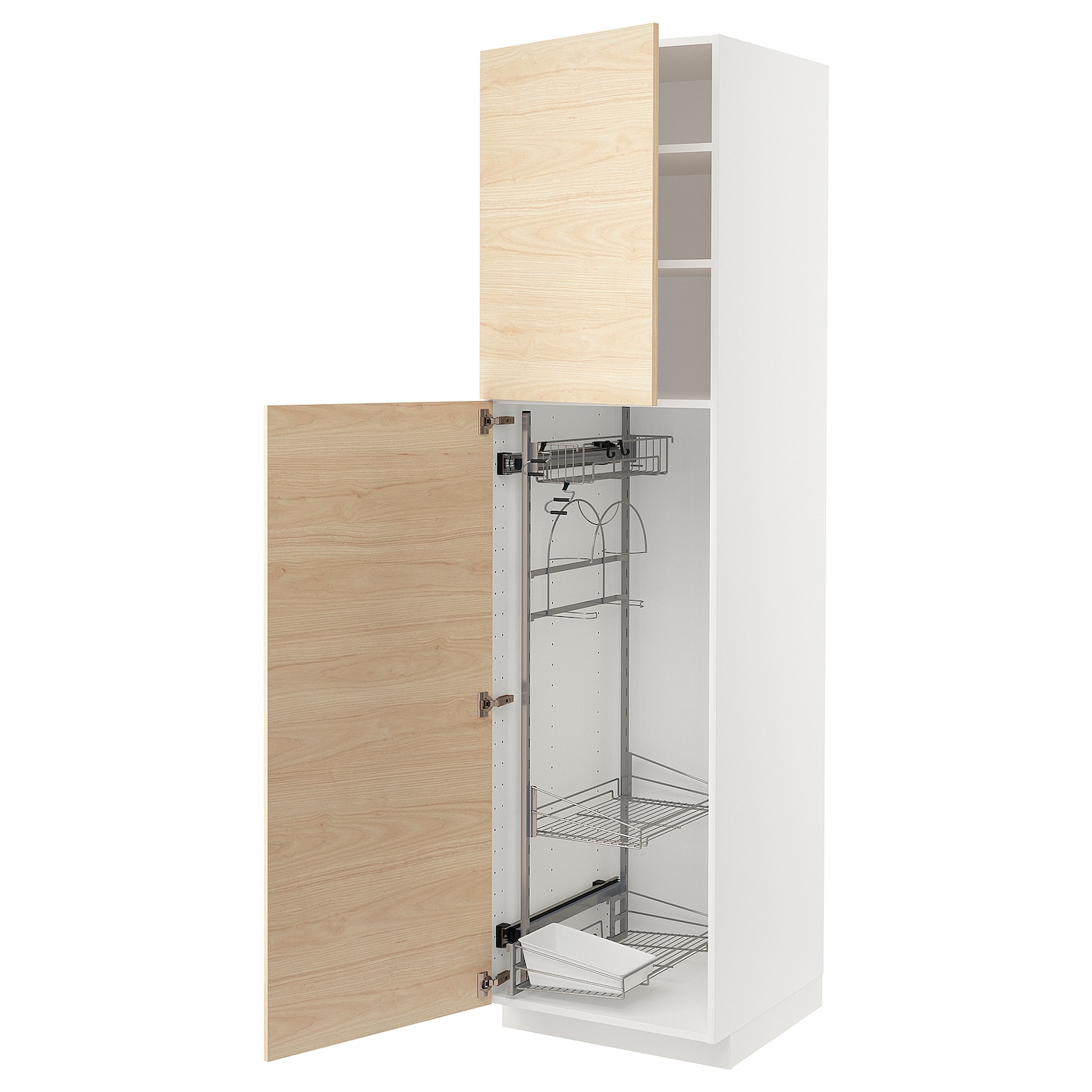 Высокий шкаф/бытовой - IKEA METOD/МЕТОД ИКЕА, 220х60х60 см, белый/под беленый дуб