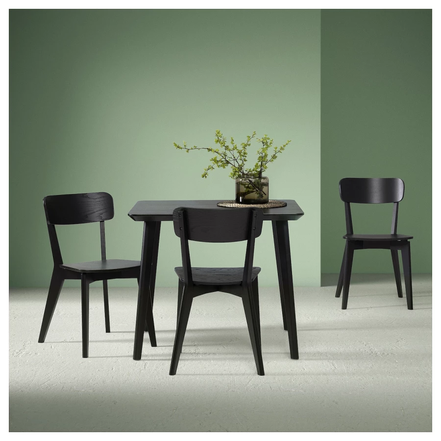 Стол и 2 стула -LISABO / LISABO IKEA/ ЛИСАБО ИКЕА, 88х74х46 см, черный (изображение №2)