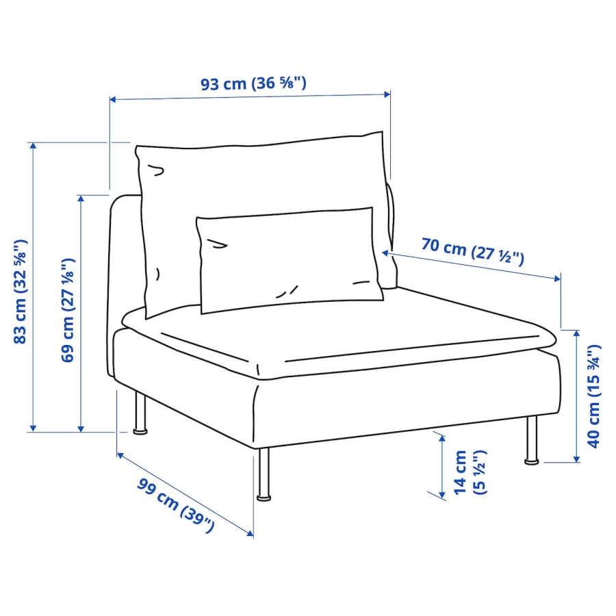Кресло - IKEA SÖDERHAMN/SODERHAMN, 93х99х83 см, бежевый, СЁДЕРХАМН ИКЕА (изображение №8)