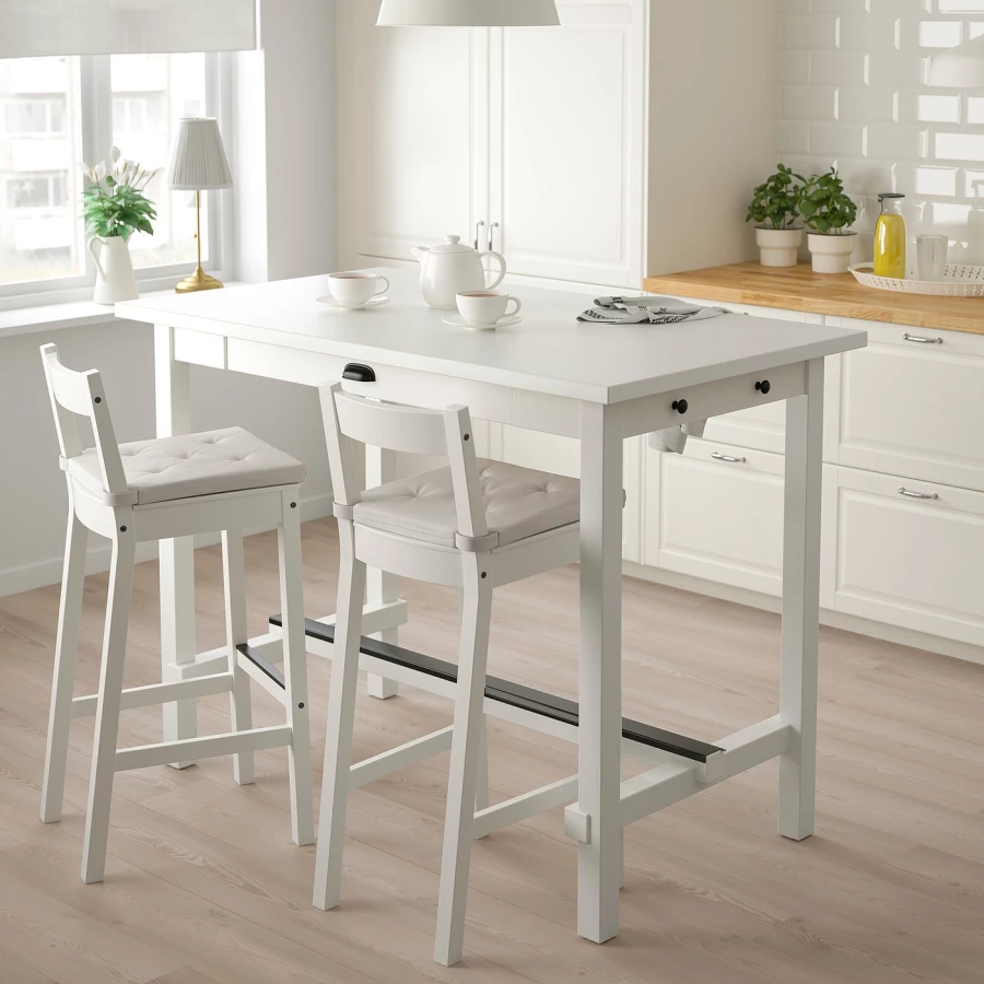 Барный стул со спинкой - NORDVIKEN IKEA/НОРДВИКЕН ИКЕА, 101х40х48 см, белый (изображение №2)