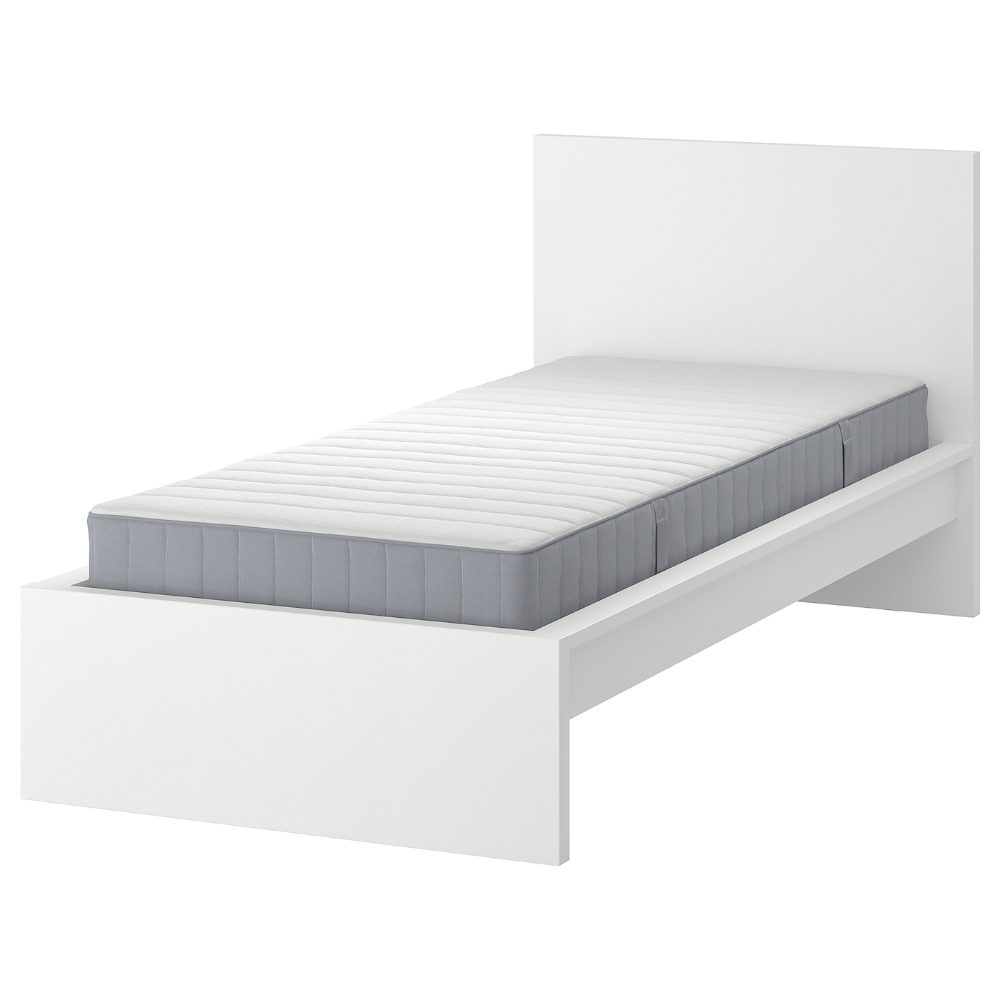 Кровать - IKEA MALM, 200х90 см, матрас средне-жесткий, белый, МАЛЬМ ИКЕА