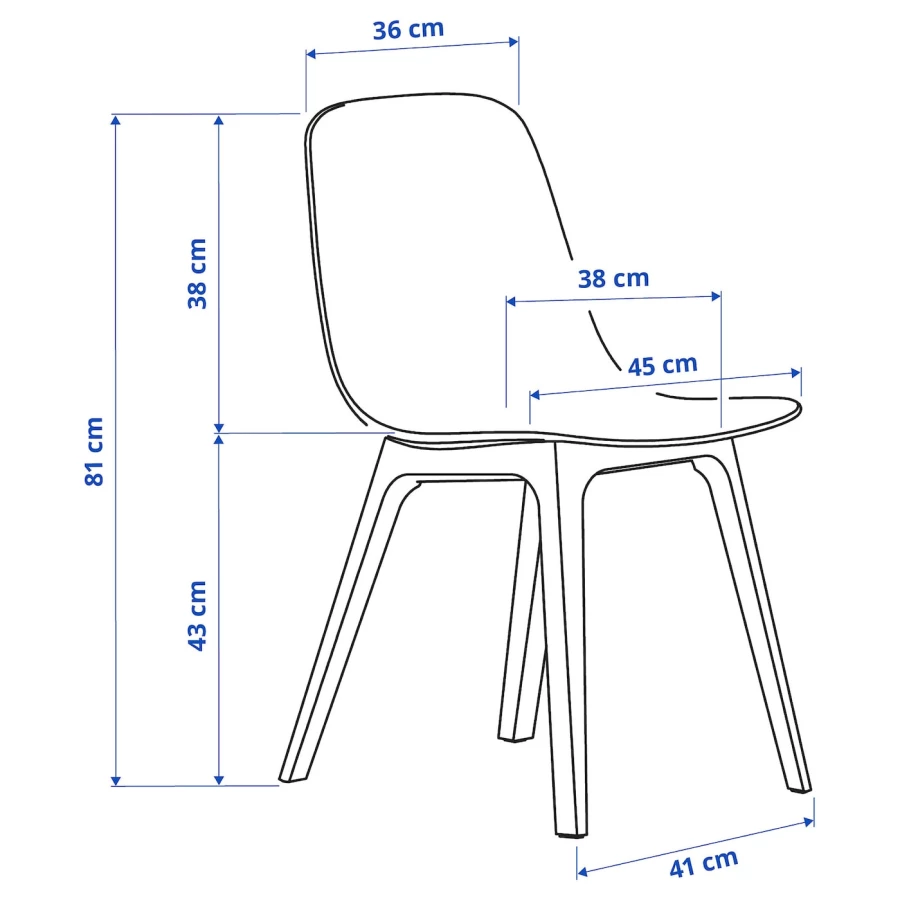 Стол и 4 стула - IKEA EKEDALEN/ODGER/ЭКЕДАЛЕН/ОДГЕР ИКЕА, 120/180х80 см, дуб/темно-серый (изображение №8)