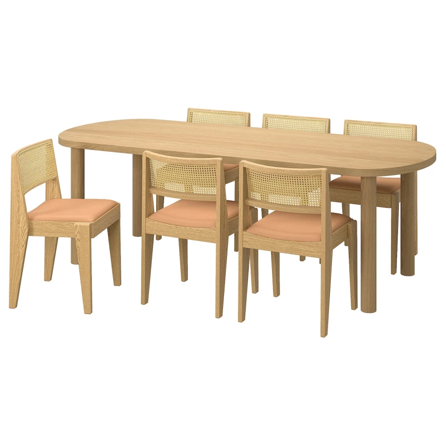 Стол и 6 стульев IKEA STOCKHOLM 2025/СТОКГОЛЬМ 2025 ИКЕА, 230х90 см, светло-коричневый (изображение №1)