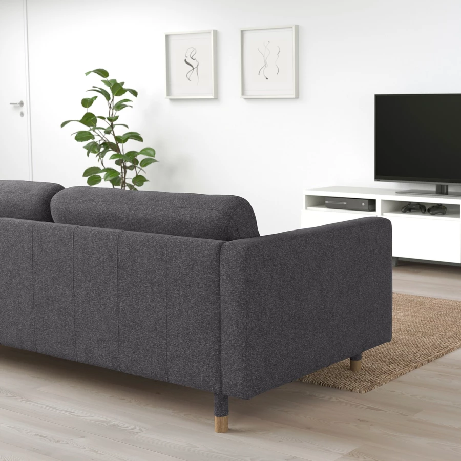 3-местный диван - IKEA LANDSKRONA/ЛАНДСКРОНА ИКЕА, 78х89х204 см, черный (изображение №3)