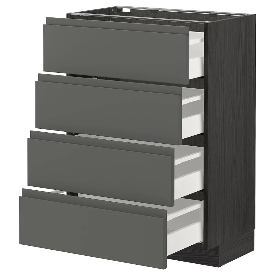 Напольный кухонный шкаф  - IKEA METOD MAXIMERA, 88x39,1x60см, черный/серый, МЕТОД МАКСИМЕРА ИКЕА (изображение №1)