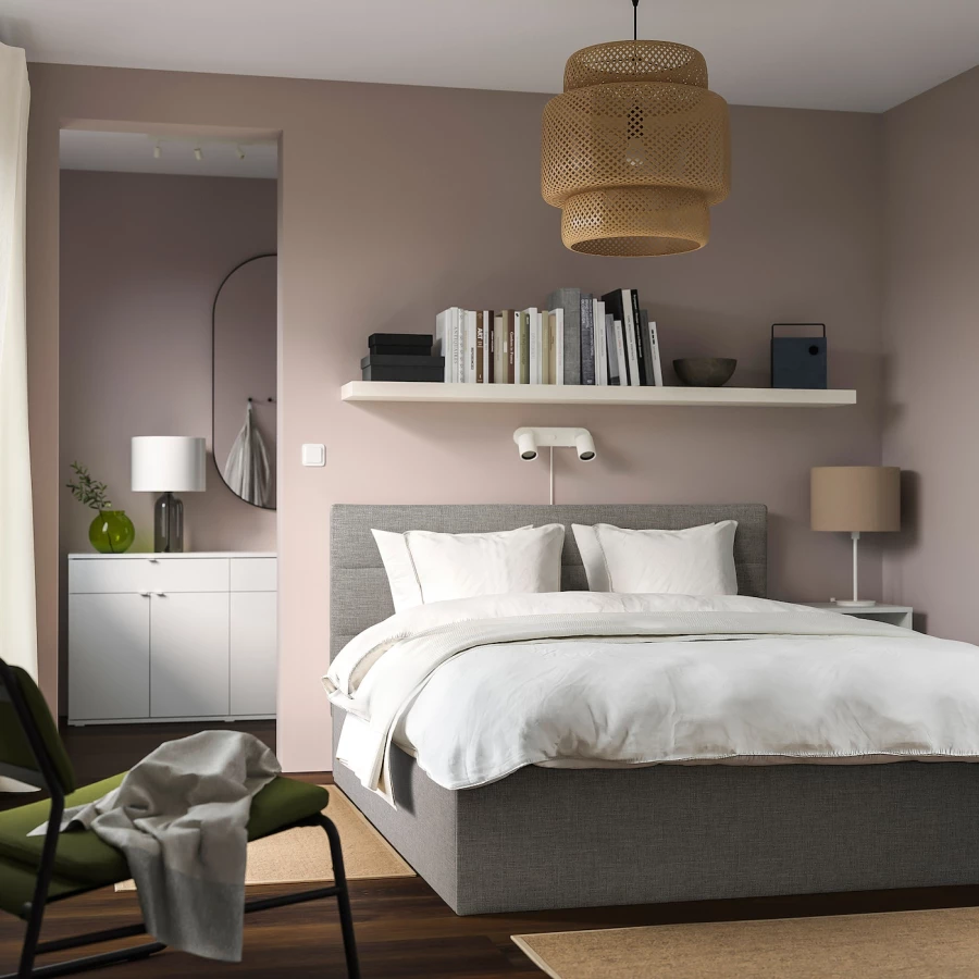 Основание двуспальной кровати - IKEA SKARVLO, 200х140 см, серый, СКАРВЛО ИКЕА (изображение №5)