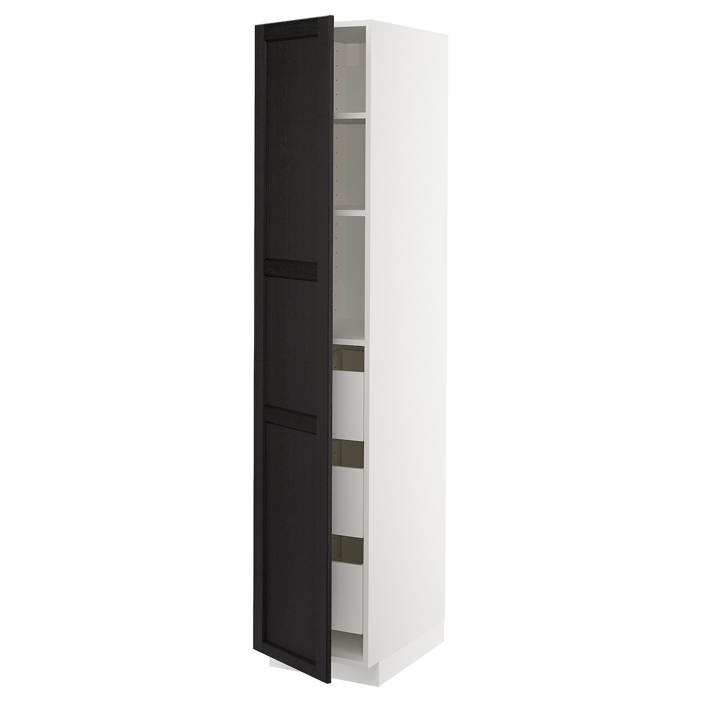 Высокий шкаф с ящиками - IKEA METOD/MAXIMERA/МЕТОД/МАКСИМЕРА ИКЕА, 200х60х40 см, черный/белый