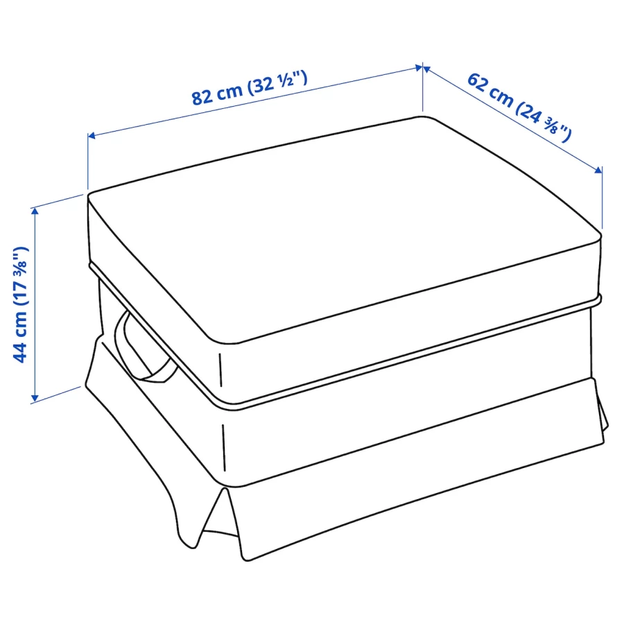 Пуф с местом для хранения - IKEA EKTORP, 82х62х44 см, серый, ЭКТОРП ИКЕА (изображение №6)