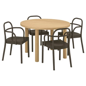 Стол и 4 стула с подлокотниками-IKEA STOCKHOLM 2025 / SKANSNÄS/СТОКГОЛЬМ 2025/СКАНСНАС ИКЕА,115 cm,коричневый