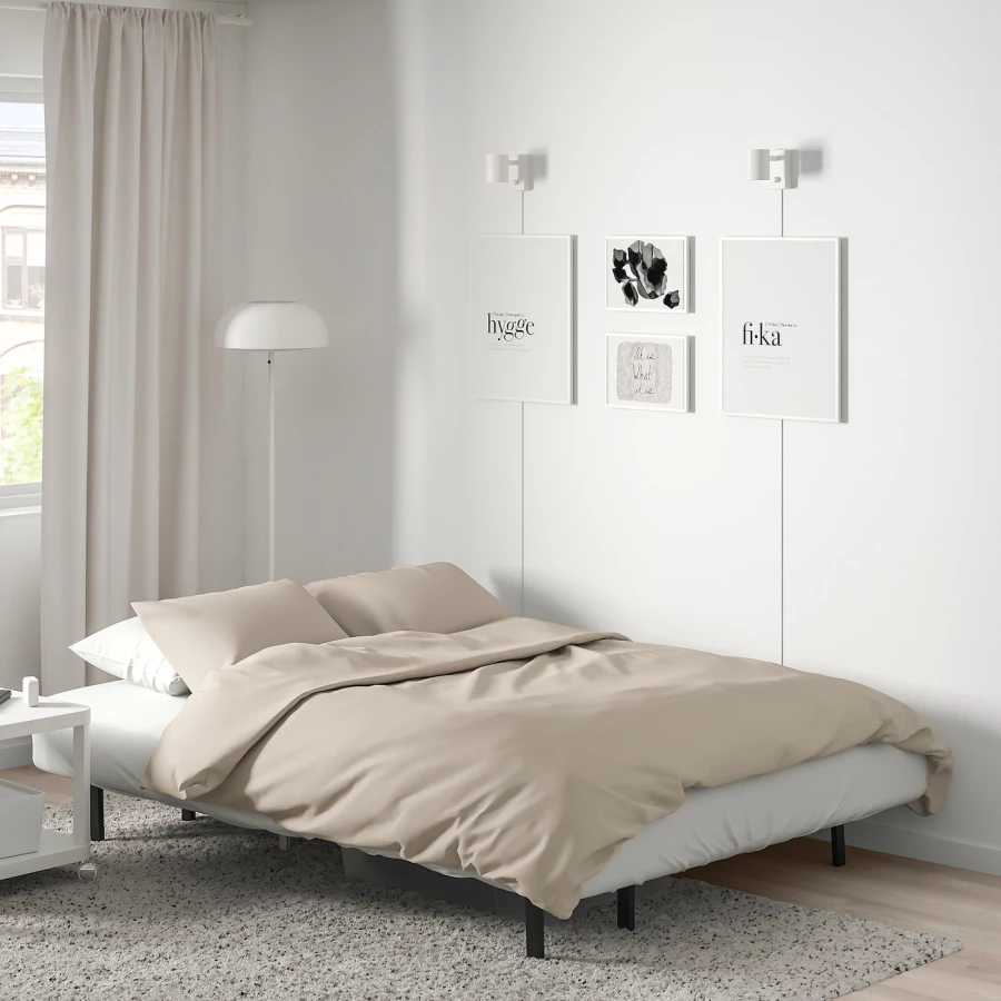 3-местный диван-кровать - IKEA NYHAMN, 90x97x200см, светло-серый, НИХАМН ИКЕА (изображение №2)