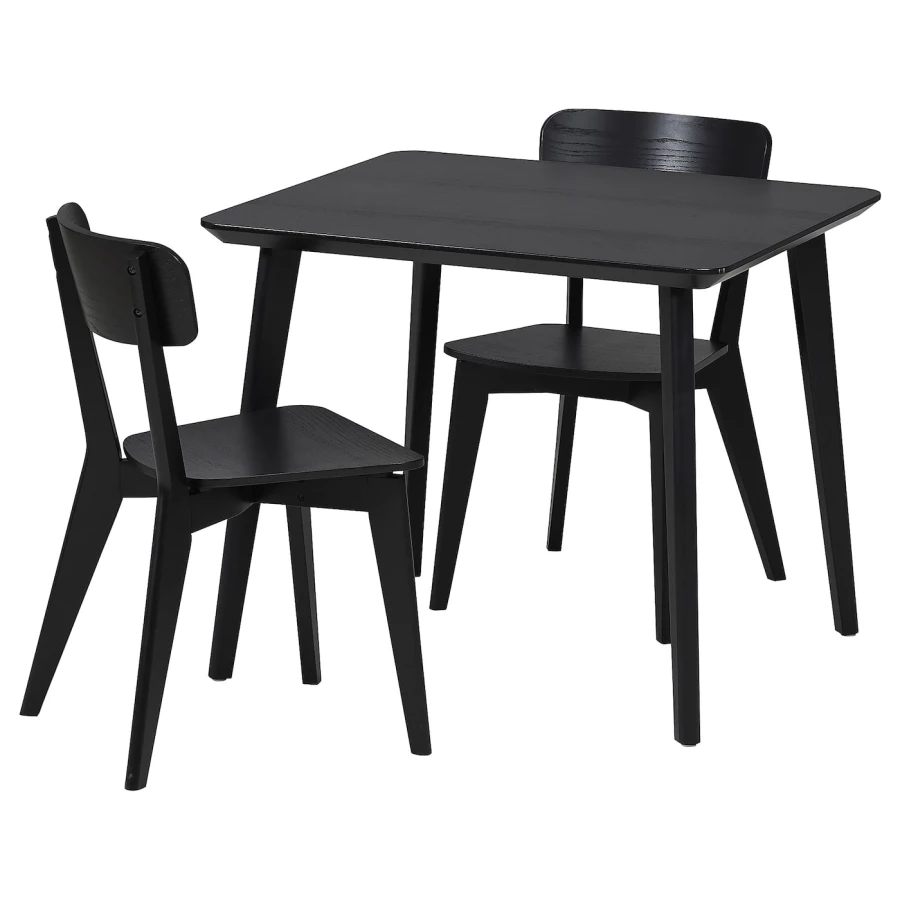 Стол и 2 стула -LISABO / LISABO IKEA/ ЛИСАБО ИКЕА, 88х74х46 см, черный (изображение №1)