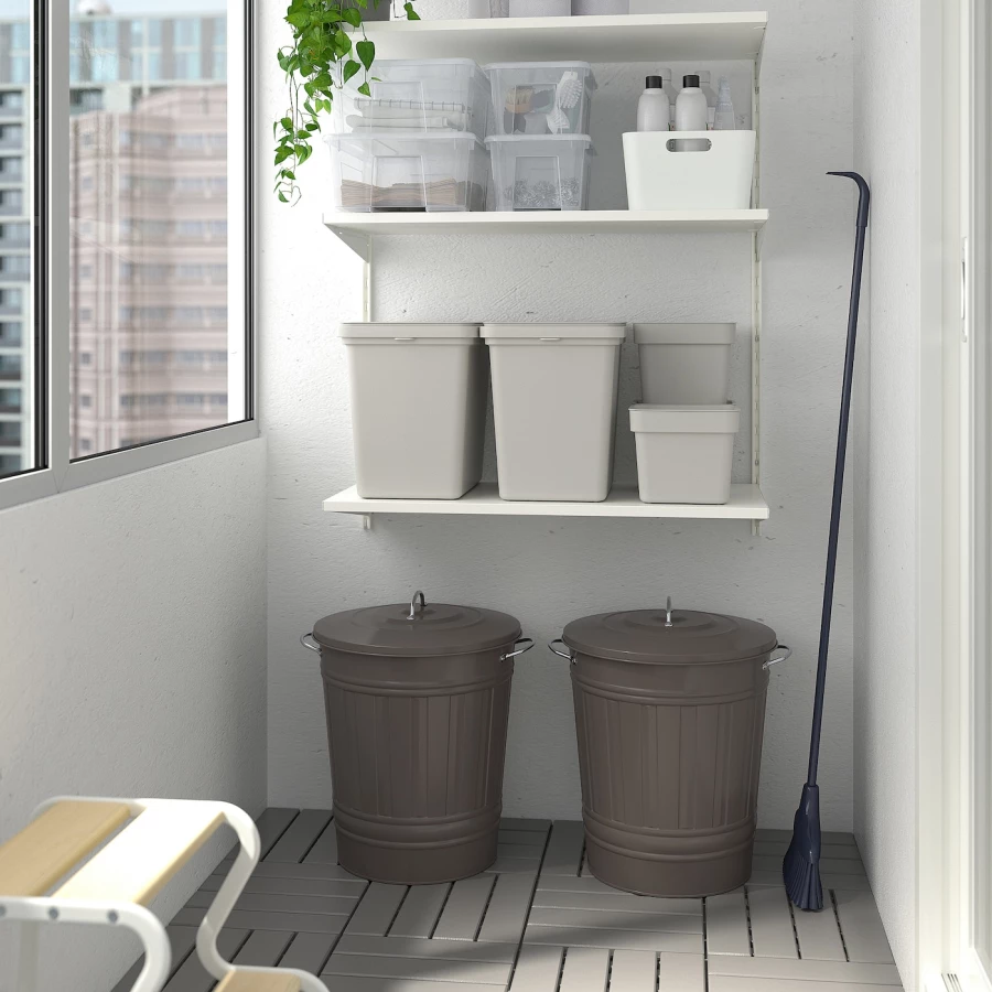 Корзина для мусора - IKEA KNODD, 40л, серый, КНОДД ИКЕА (изображение №9)