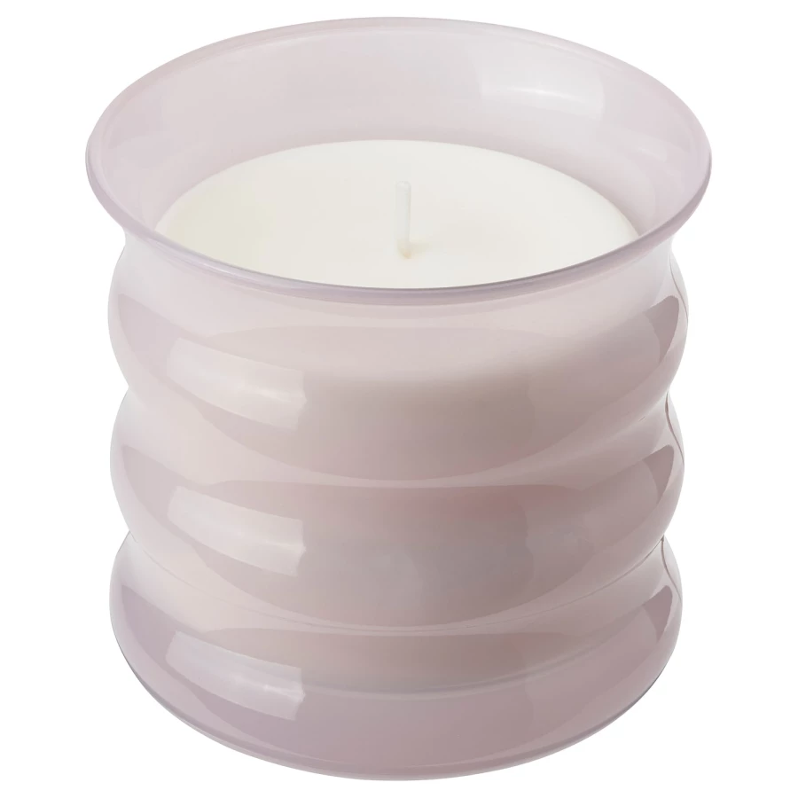 Ароматическя свеча в стакане - IKEA LUGNARE/ЛУГНАРЕ ИКЕА, 10х9,5 см, белый/розовый (изображение №1)