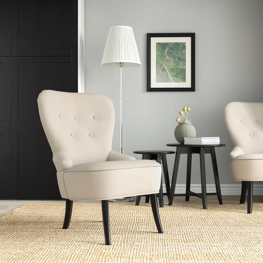 Кресло с подлокотниками - IKEA REMSTA, 60х72х88 см, бежевый,  РЕМСТА ИКЕА (изображение №2)