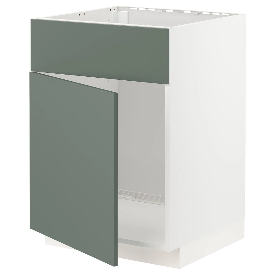 Напольный шкаф - IKEA METOD, 88x62x60см, белый/серо-зеленый, МЕТОД ИКЕА (изображение №1)