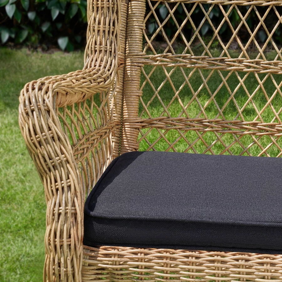 Садовое кресло - IKEA RISHOLMEN, 56x108x67см, черный/светло-коричневый, РИСХОЛЬМЕН ИКЕА (изображение №4)