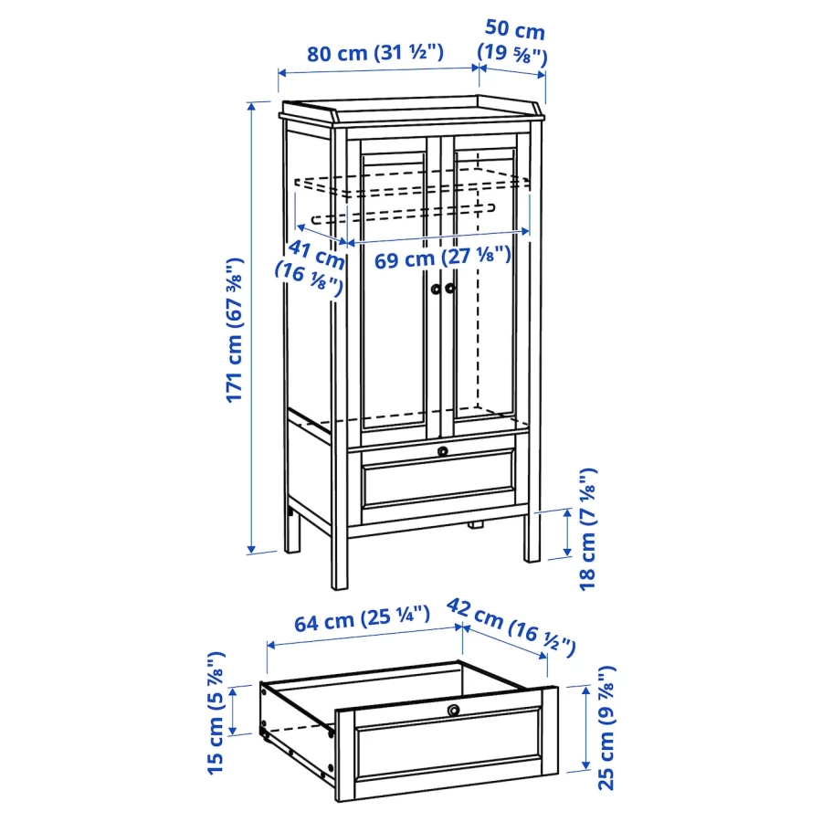 Шкаф - SUNDVIK  IKEA /СУНДВИК ИКЕА, 80x50x171 см, серый (изображение №5)