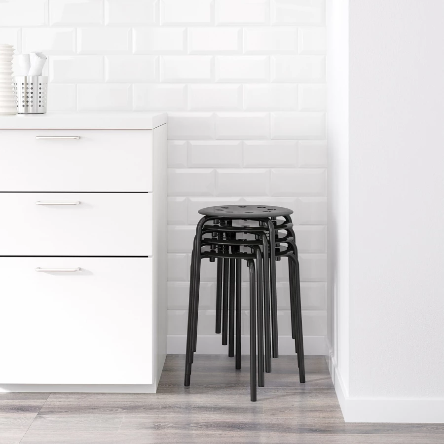 Кухонный стол - MELLTORP/MARIUS IKEA/ МЕЛЛЬТОРП /МАРИУС ИКЕА, 75х75х74 см, белый/черный (изображение №4)
