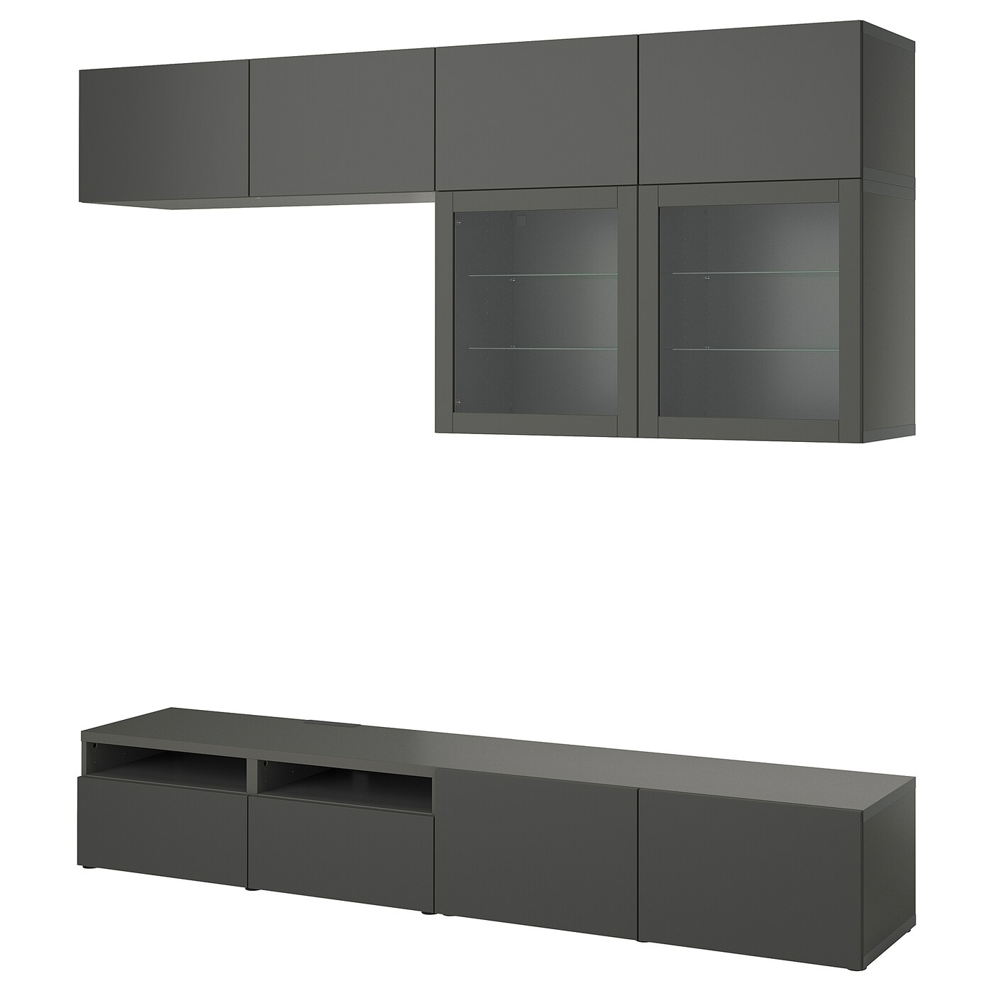 Комбинация для хранения ТВ - IKEA BESTÅ/BESTA, 231x42x240см, темно-серый, БЕСТО ИКЕА