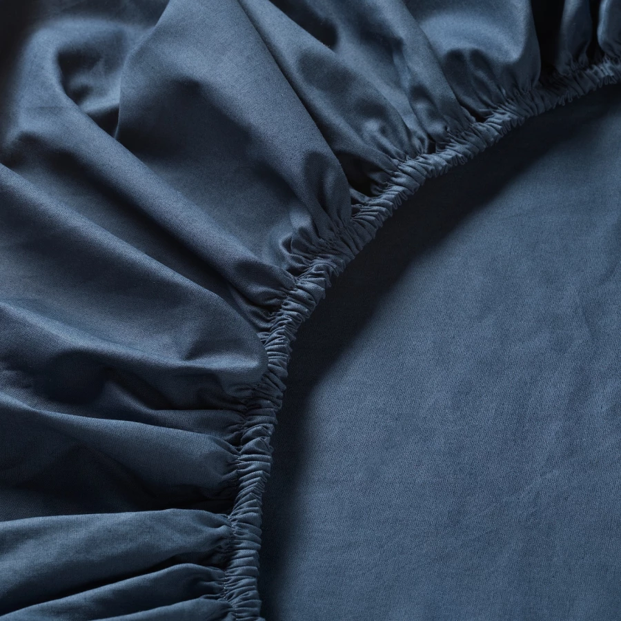 Простыня натяжная - ULLVIDE IKEA/ УЛЛЬВИДЕ  ИКЕА, 180х200 см,  синий (изображение №5)
