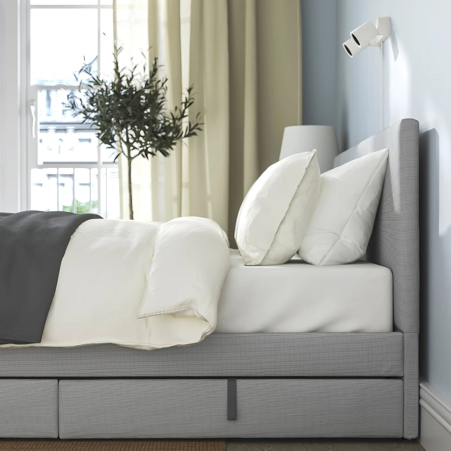 Основание двуспальной кровати - IKEA GLADSTAD, 200х160 см, светло серый, ГЛАДСТАД ИКЕА (изображение №3)