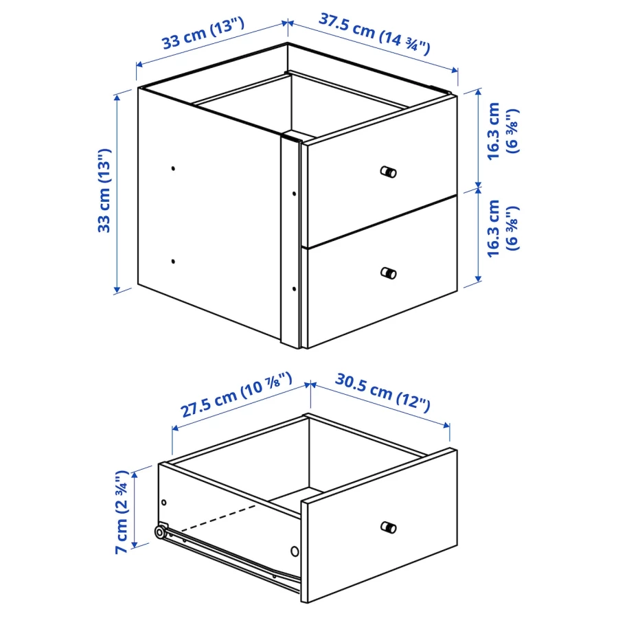 Стеллаж 25 ячеек с ящиками и дверцами - IKEA KALLAX, 182х182 см, белый, КАЛЛАКС ИКЕА (изображение №6)