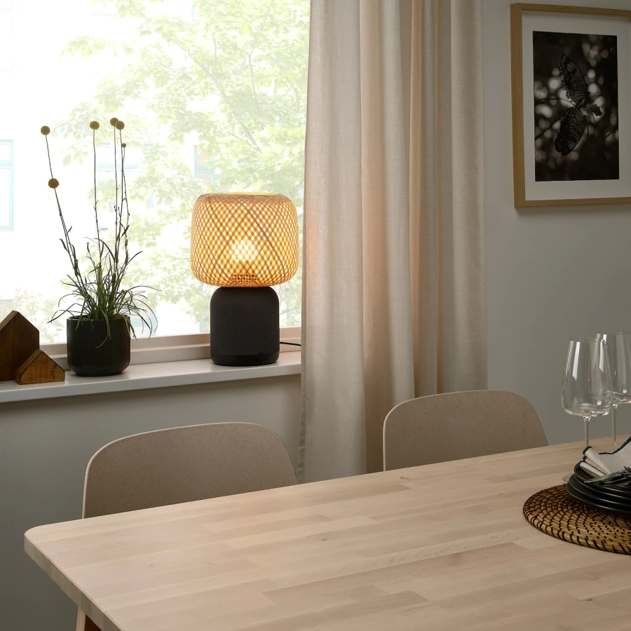 Колонка-лампа Wi-Fi - IKEA SYMFONISK, 16х20 см, бамбук, СИМФОНИСК ИКЕА (изображение №3)