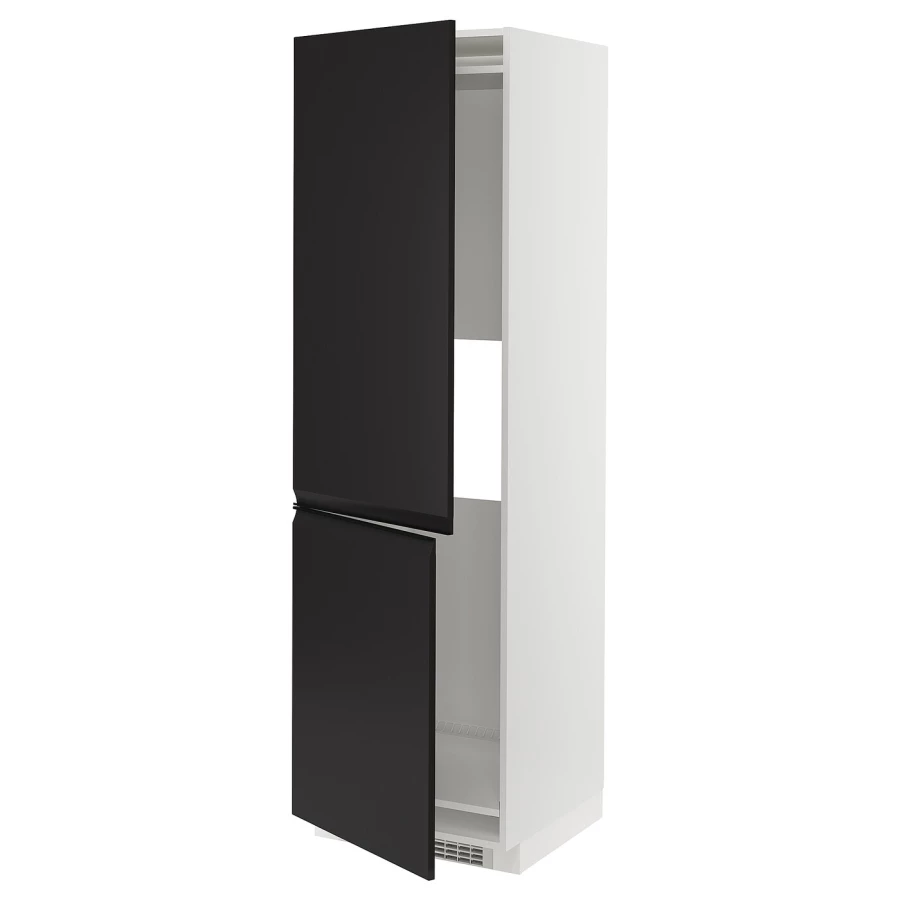 Высокий кухонный шкаф - IKEA METOD/МЕТОД ИКЕА, 200х60х60 см, черный/белый (изображение №1)