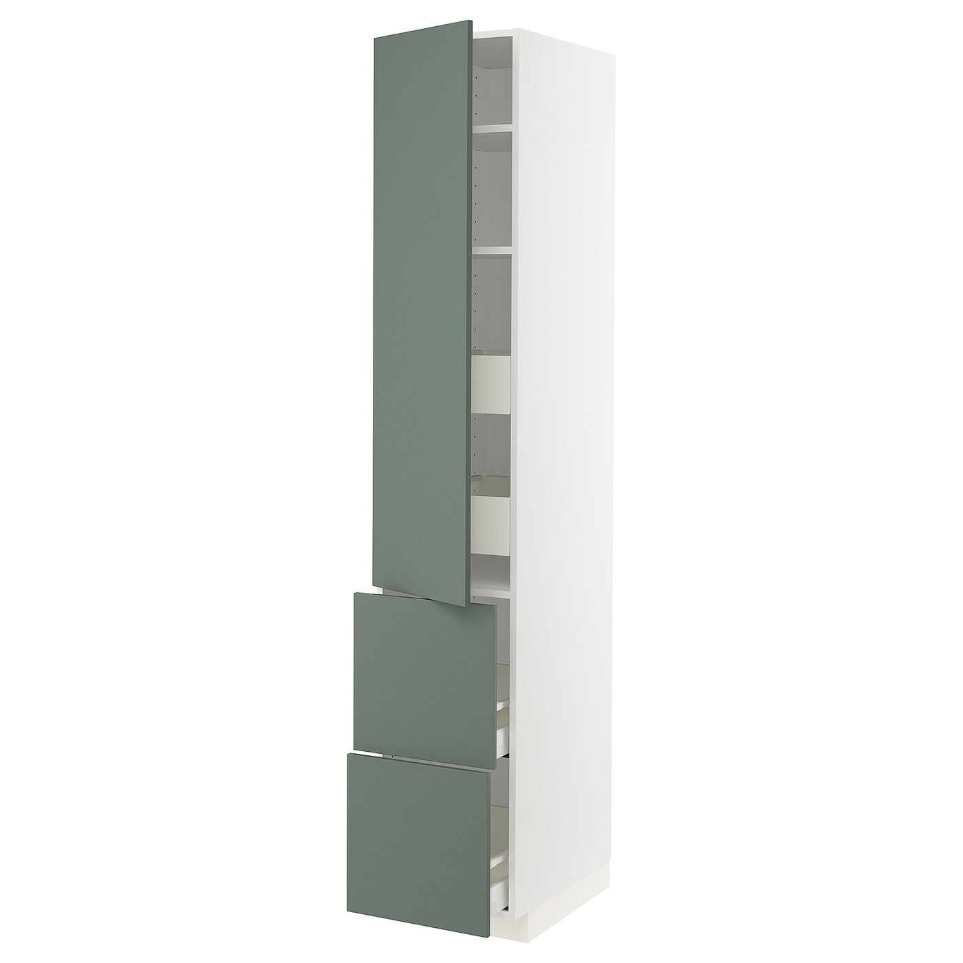 Высокий шкаф с ящиками - IKEA METOD/MAXIMERA/МЕТОД/МАКСИМЕРА ИКЕА, 220х60х40 см, белый/серо-зеленый
