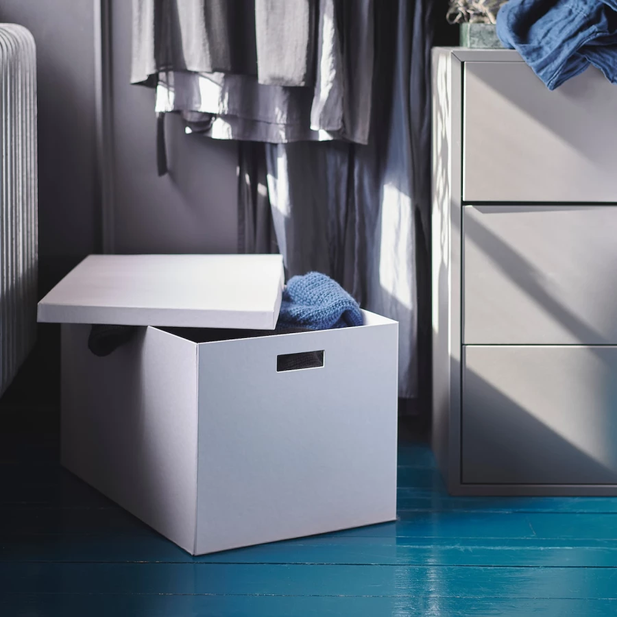 Коробка с крышкой - TJENA IKEA/ ТЬЕНА ИКЕА, 50х35х30 см,  белый (изображение №2)