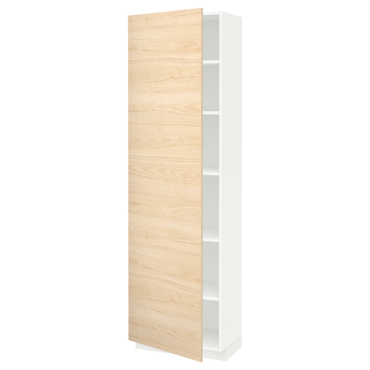 Высокий кухонный шкаф с полками - IKEA METOD/МЕТОД ИКЕА, 200х37х60 см, белый/под беленый дуб