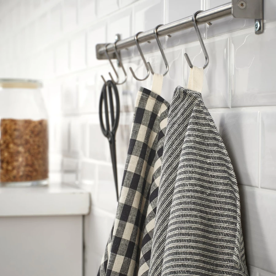 Кухонное полотенце - IKEA RÖDKNOT/RODKNOT, темно-серый/бежевый, РЕДКНОТ ИКЕА (изображение №3)