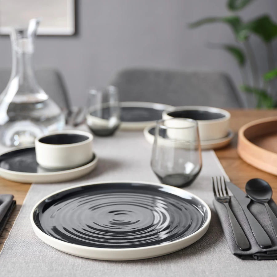 Набор тарелок, 2 шт. - IKEA OMBONAD, 26 см, серый, ОМБОНАД ИКЕА (изображение №7)