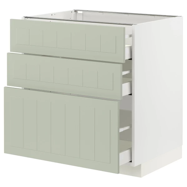 Напольный кухонный шкаф  - IKEA METOD MAXIMERA, 88x62x80см, белый/светло-зеленый, МЕТОД МАКСИМЕРА ИКЕА