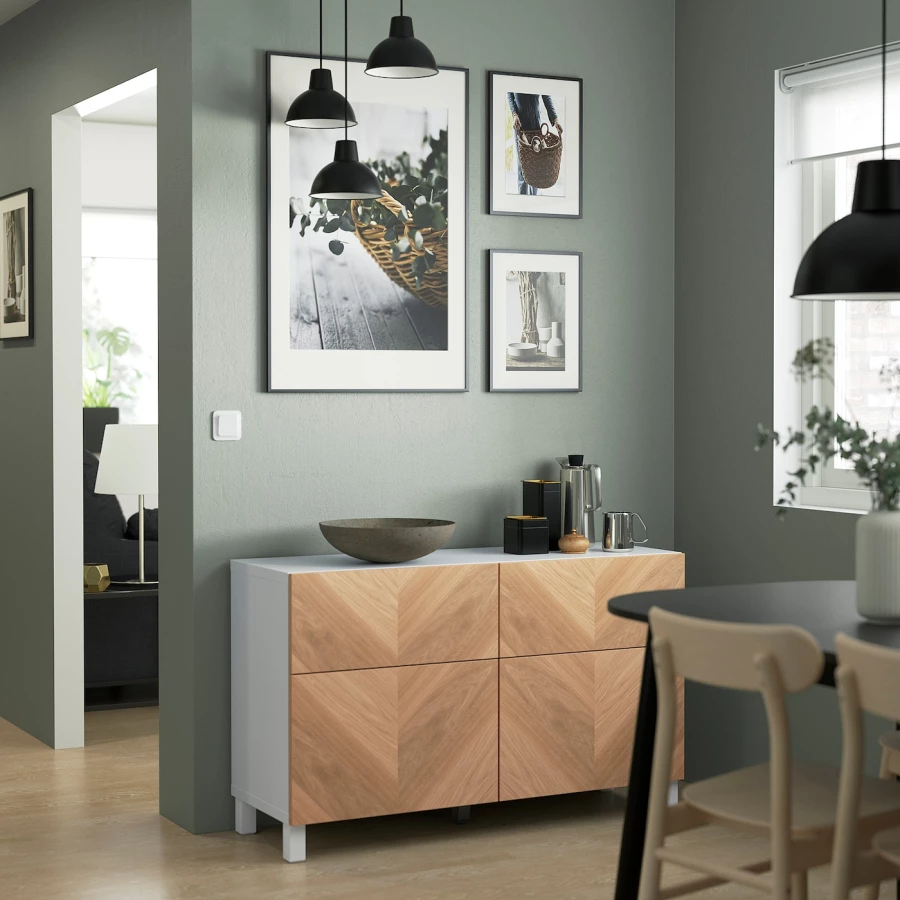 Комбинация для хранения - IKEA BESTÅ/БЕСТО ИКЕА, 120x42x74 см, коричневый, (изображение №3)