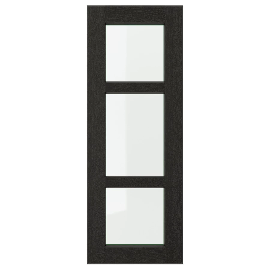 Дверца со стеклом - IKEA LERHYTTAN, 80х30 см, черный, ЛЕРХЮТТАН ИКЕА (изображение №1)
