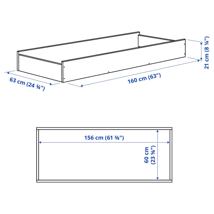Ящик  - NYHAMN  IKEA/ НИХАМН ИКЕА, 160х63х21 см, черный (изображение №4)