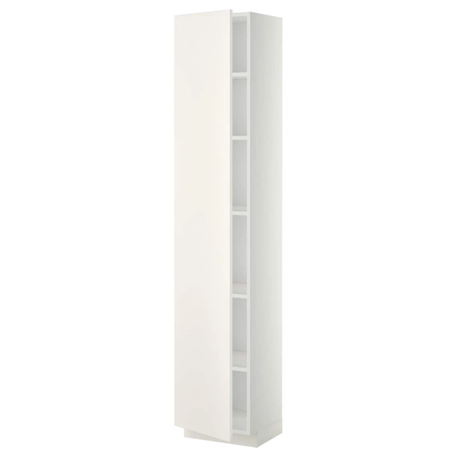 Высокий шкаф - IKEA METOD/МЕТОД ИКЕА, 200х37х40 см, белый/светло-бежевый (изображение №1)