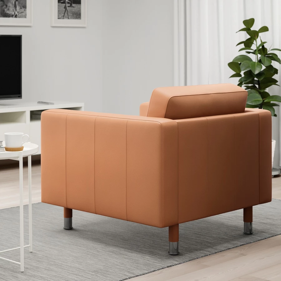 Кресло - IKEA LANDSKRONA, 89х89х78 см, оранжевый, ЛАНДСКРУНА ИКЕА (изображение №5)