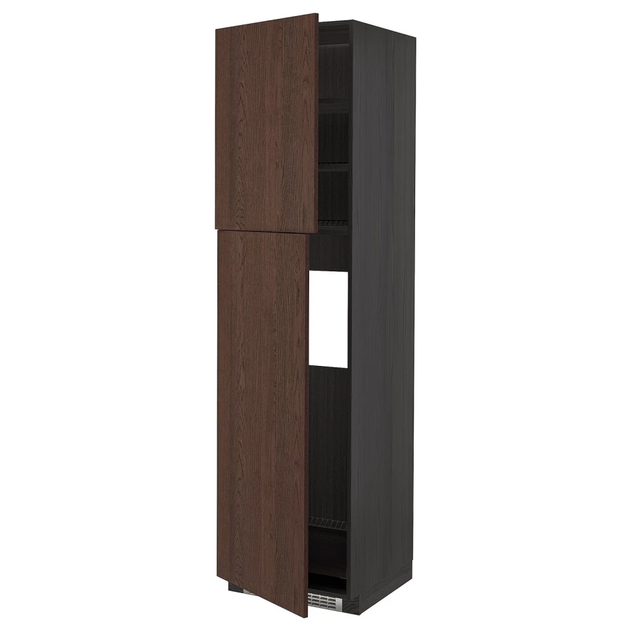 Высокий шкаф - IKEA METOD/МЕТОД ИКЕА, 220х60х60 см, черный/коричневый (изображение №1)