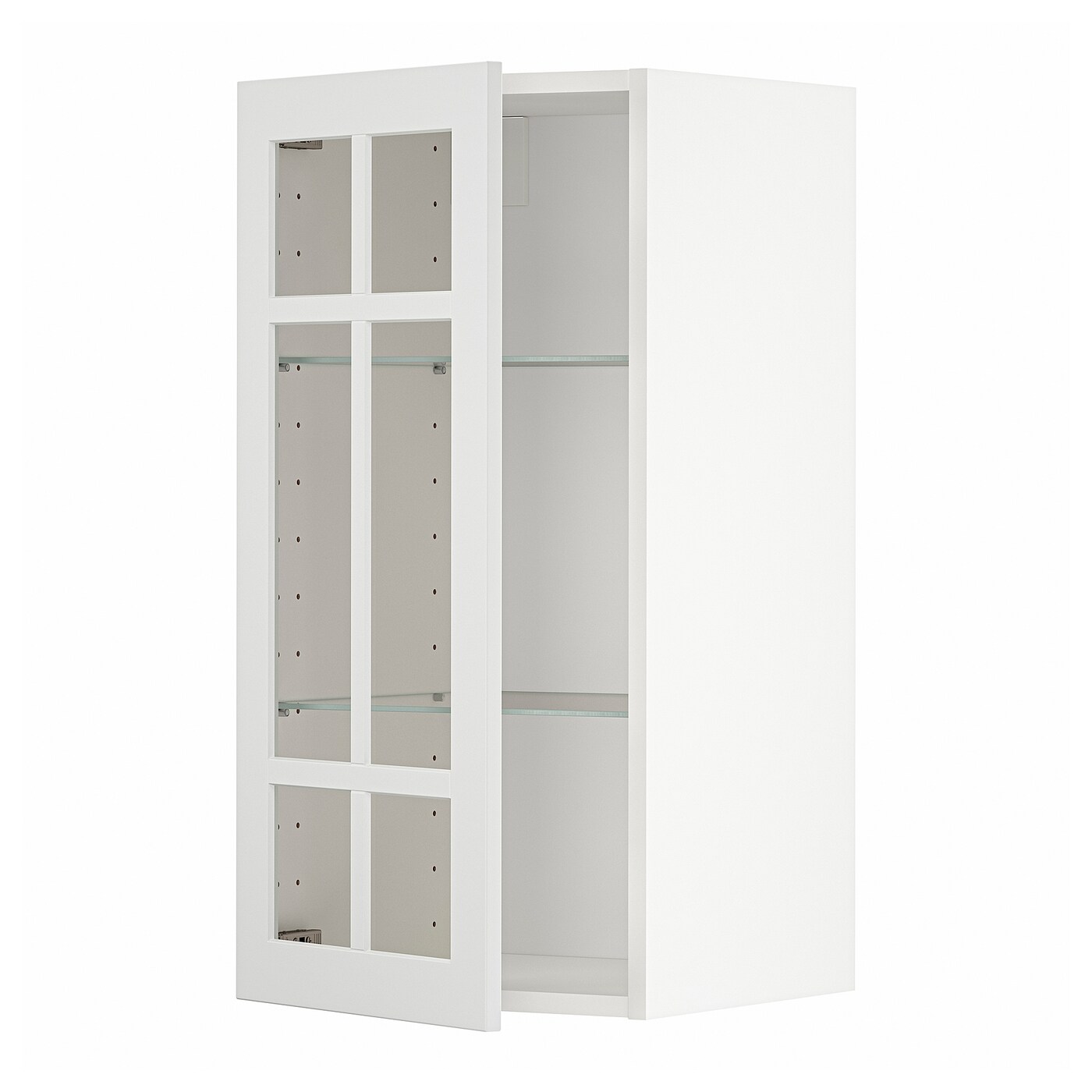 Шкаф со стеклянными дверцами -  METOD  IKEA/  МЕТОД ИКЕА, 80х40 см, белый/светло-серый