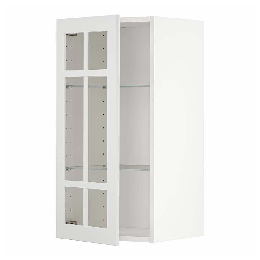 Шкаф со стеклянными дверцами -  METOD  IKEA/  МЕТОД ИКЕА, 80х40 см, белый/светло-серый (изображение №1)