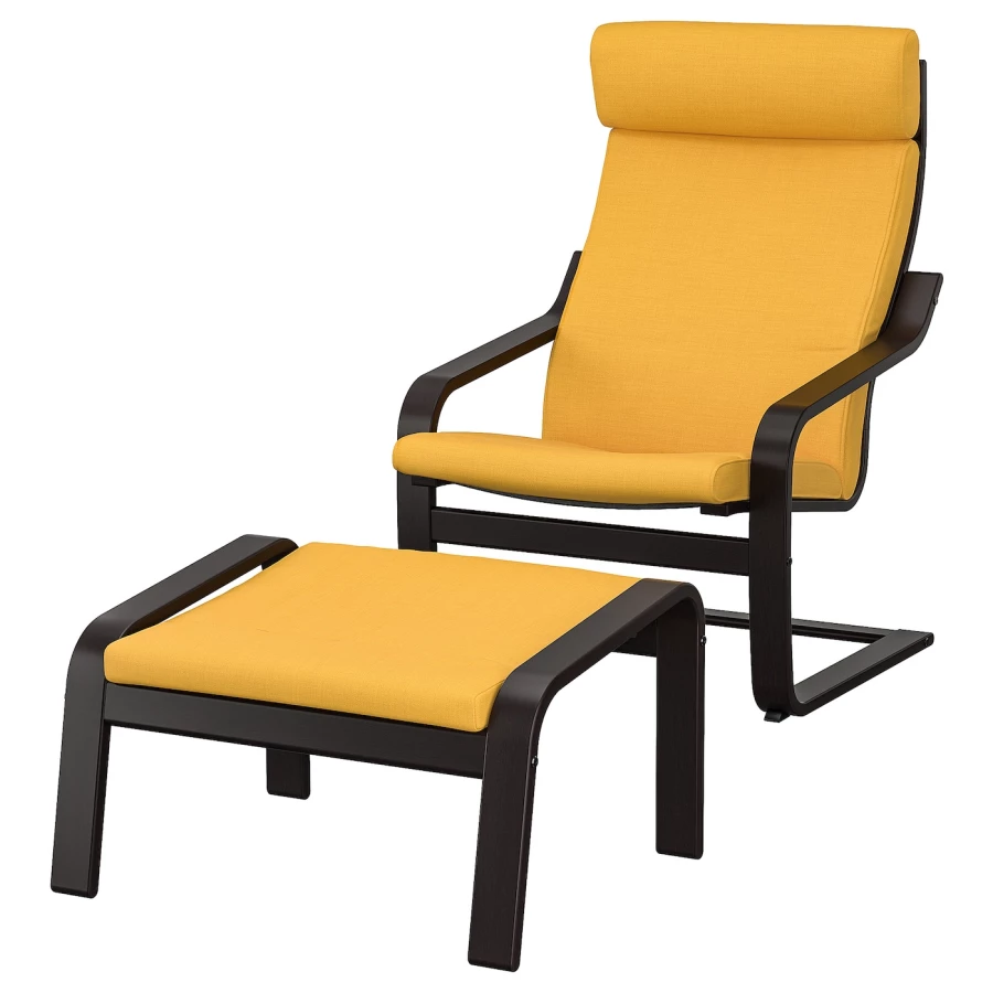 Кресло-качалка - POÄNG / POАNG IKEA/  ПОЭНГ ИКЕА,  72х62 см, желтый (изображение №1)